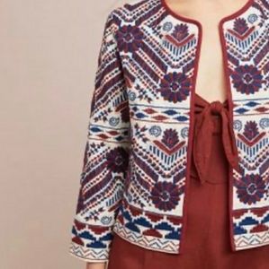 Anthroplogie navy& maroon embroidered jacket, size XS